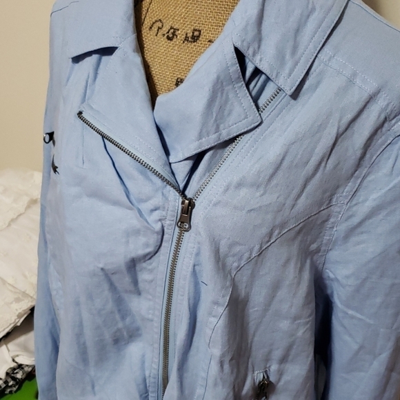 Jessica London size 22 baby blue moto jacket. - Picture 2 of 3